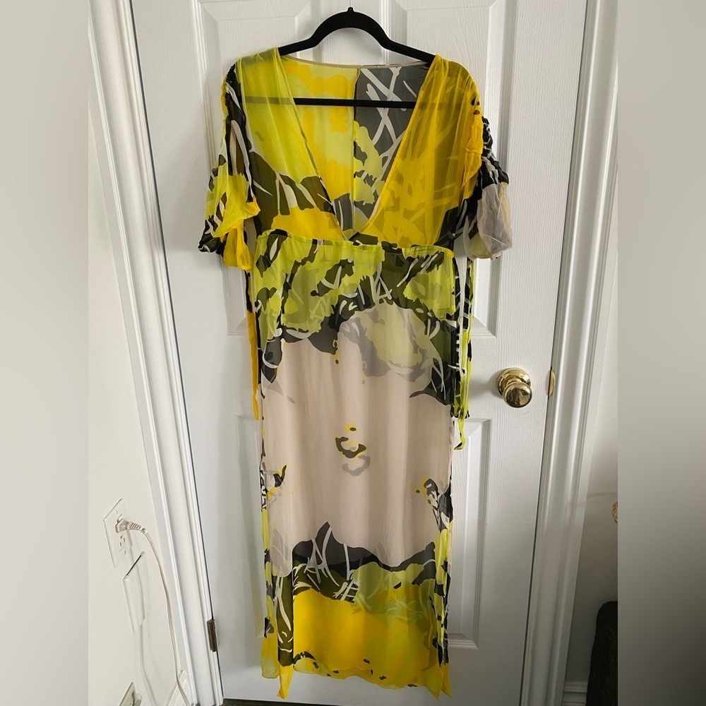 Diane Von Furstenberg vintage caftan kaftan 100% silk small/xsmall swim cover